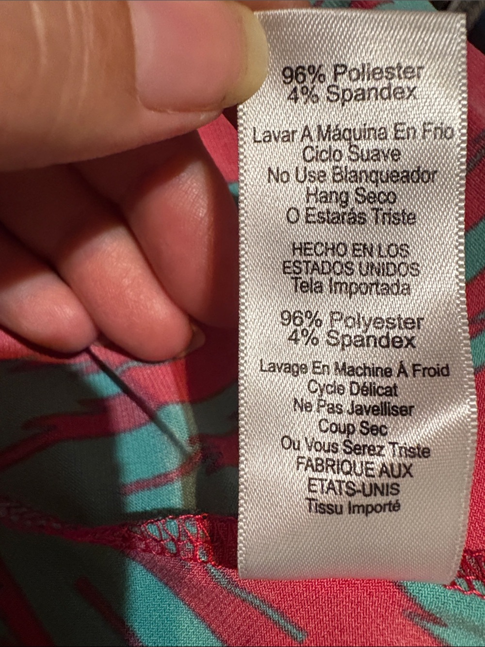LuLaRoe bright colored skirt full length, pink/turquoise pattern sz. XL* - Picture 6 of 6